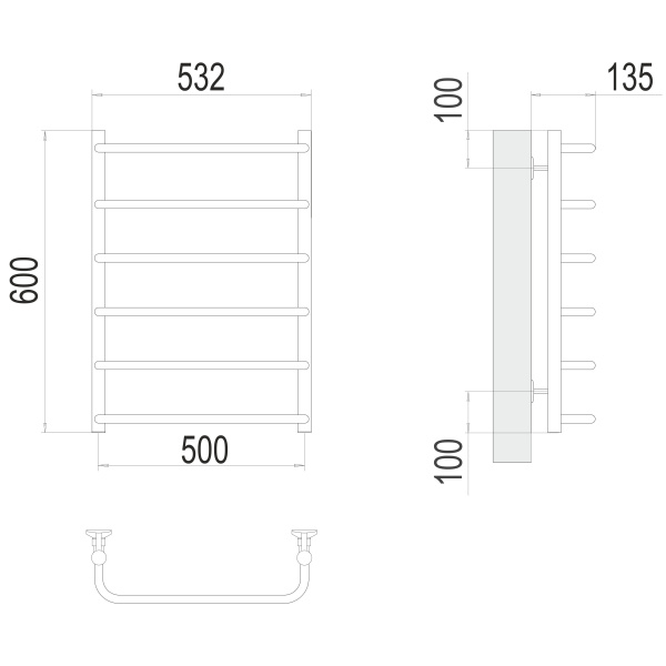 полотенцесушитель водяной terminus стандарт 4670078530332 п6 500х600
