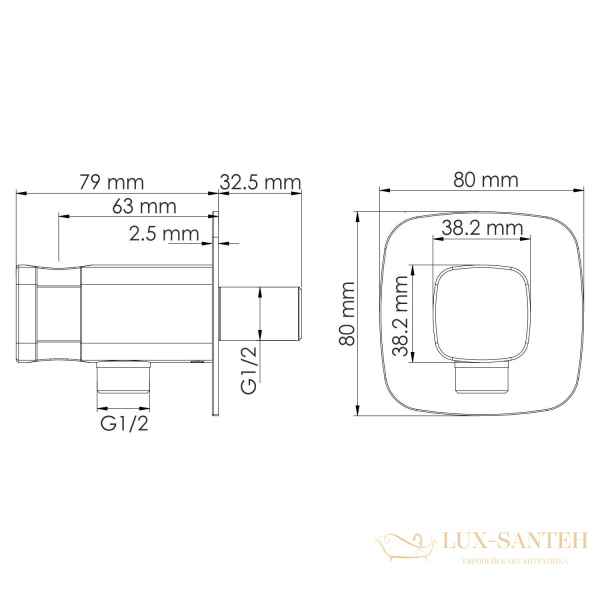 гигиенический душ  со встраиваемым смесителем wasserkraft naab a8651.326.057.136, хром