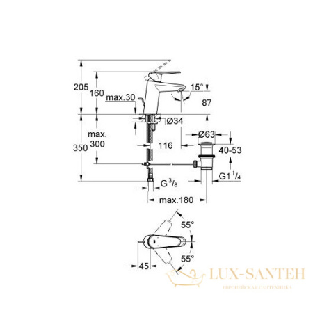 смеситель grohe eurodisc cosmopolitan 33190002 для раковины, хром