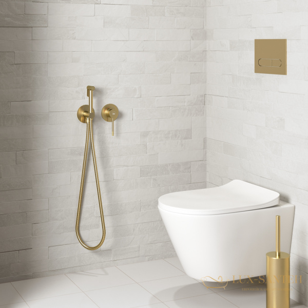 гигиенический комплект timo saona 2339/17sm, с защитой от ожогов, золото матовое