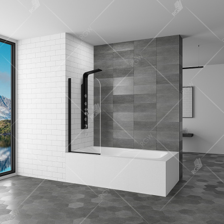 шторка rgw screens 06110906-14 на ванну sc-09b 60x150, профиль черный, стекло прозрачное