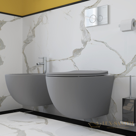 унитаз подвесной aqueduto ovo, ovo0130, 525*360 безободковый, сиденье c микролифтом, серый матовый