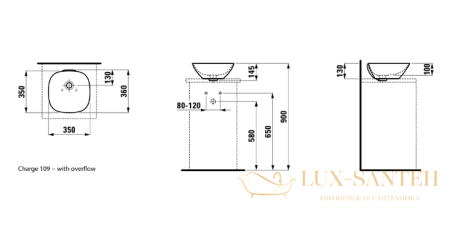 раковина laufen ino 8.1230.0.400.109.1 накладная 35 см, белый глянцевый 