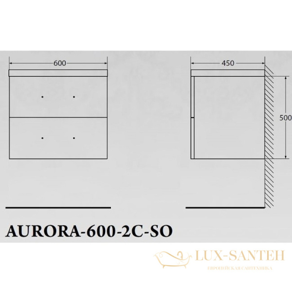 тумба под раковину belbagno aurora aurora-600-2c-so-rt 60 см подвесная, rovere tabacco
