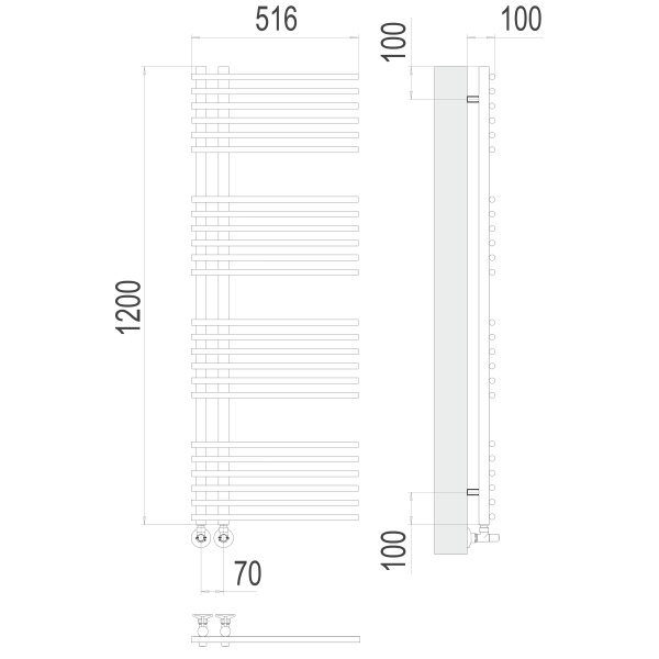 полотенцесушитель водяной terminus астра 4670078530509 п24 70x1200