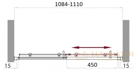 душевая дверь belbagno uno-bf-1 uno-bf-1-110-p-cr 110 см, стекло рифленое