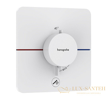 термостат для душа встраиваемый hansgrohe showerselect comfort q, 15589700, 1 выход + 1 дополнительная розетка, белый матовый
