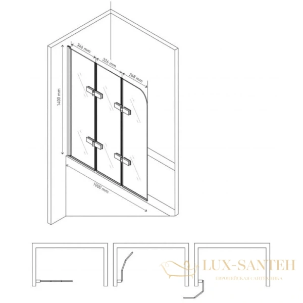 шторка для ванны berges city 2.0 062014 100 см