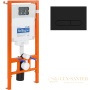 комплект унитаза с инсталляцией belbagno sela bb3201chr-mb/bb3201sc-mb/bb002-80/bb007-pr-nero.m с сиденьем микролифт и клавишей смыва, черный матовый