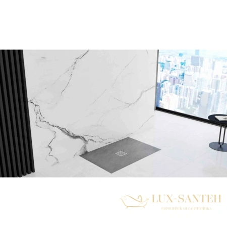 душевой поддон rea rock rea-k4583 из литого мрамора 120х80 см, серый