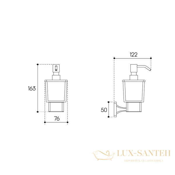 дозатор для жидкого мыла подвесной aqueduto respingo res0445, оружейная сталь