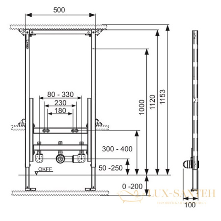 инсталляция для подвесного биде tece teceprofil 9330000
