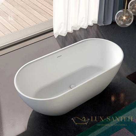 ванна свободностоящая gruppo treesse clivia, v447bo, 170x80x60h, материал solid, в комплекте со сливом переливом, белый матовый