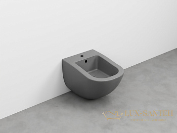 биде подвесное cielo fluid flbs cm, 530х370х370h мм, с отверстием под смеситель, переливом и комплектом креплений, cemento