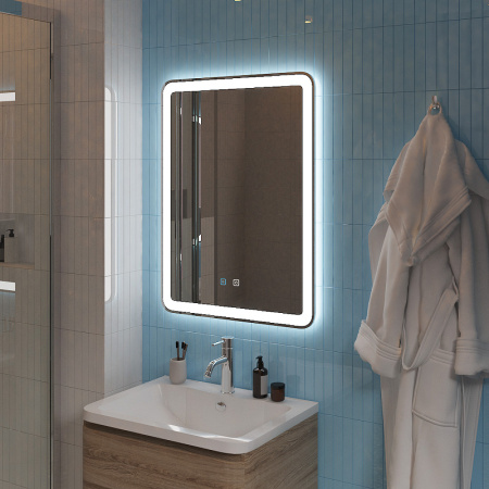 зеркало belbagno marino spc-mar-600-800-led-tch-snd 60 см с подсветкой с голосовым управлением и подогревом, белый