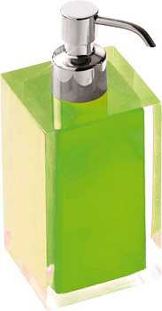 настольный дозатор с загнутой металлической помпой gedy rainbow ra81(04), хром - зеленый
