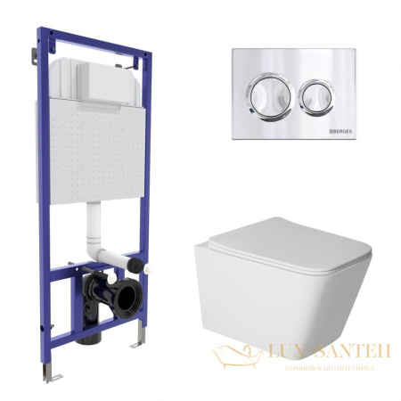 комплект berges 043403: подвесной унитаз sigma с системой инсталляции novum 525 и панелью смыва, хром глянцевый