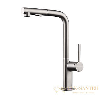 смеситель для кухни с выдвижным изливом paulmark neo ne214419-ni, никель