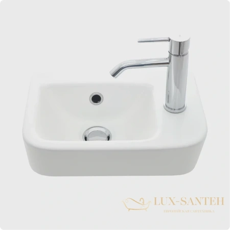 раковина подвесная aquame, aqm5006r, 375*245 мм, 1 отверстие под смеситель, правосторонняя, белый глянцевый