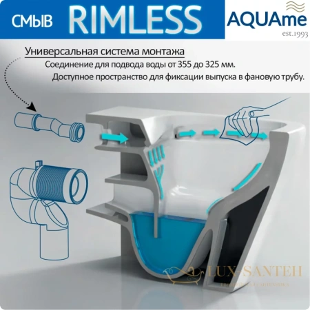 унитаз подвесной безободковый aquame aqm2001mb, с быстросъемным сиденьем softclose, черный матовый