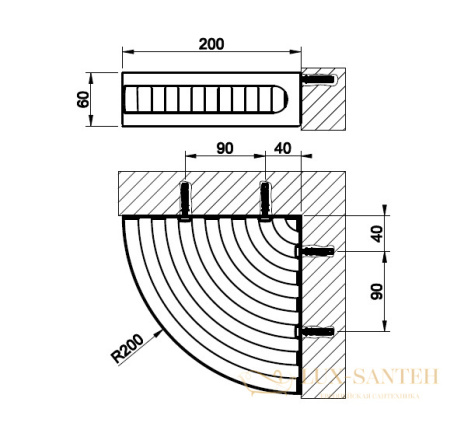 полка gessi rilievo 59561.030 угловая для душа, copper pvd