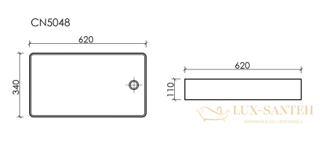 раковина накладная ceramica nova element cn5048, 620*340*110 мм, белый