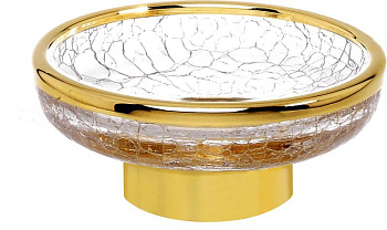 мыльница на металлическом основании surya crystal 6602/go-opg 11,5х11,5х4,5 см прозрачное стекло, золото