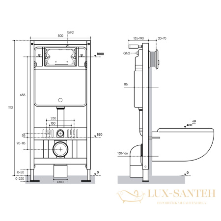 комплект aqueduto инсталляция tecnica aqds012 с подвесным унитазом macio 520x370, сиденье микролифт, панель смыва quadrado белый глянцевый