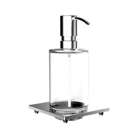 дозатор для жидкого мыла emco liaison, 1821 001 05, подвесной на рейлинг, стекло прозрачное, цвет хром