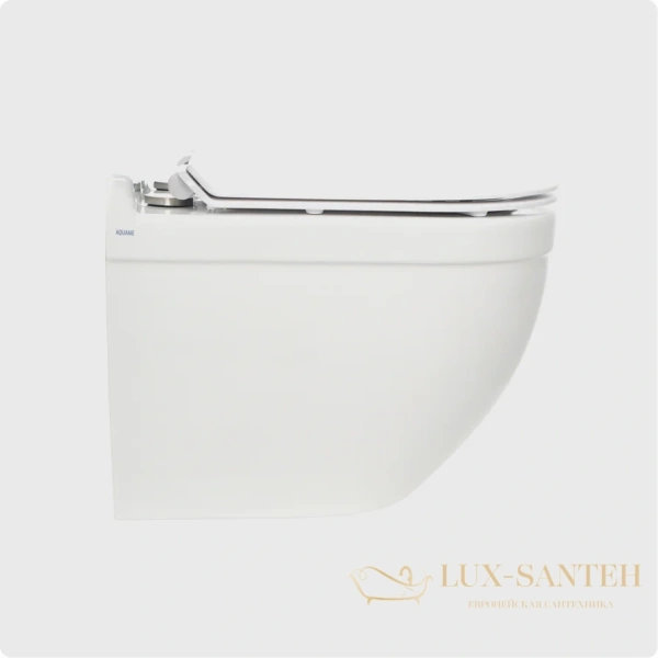 унитаз подвесной безободковый aquame aqm2010, смыв торнадо, с быстросъемным сиденьем softclose, белый глянцевый