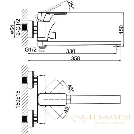 смеситель d&k berlin.freie da1433301 для ванны, хром