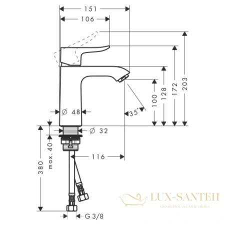 смеситель для раковины hansgrohe metris 110 31084000