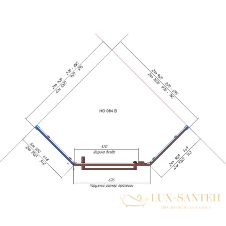 душевой уголок rgw hotel 350608400-16 ho-084-g 100х100, профиль золото, стекло прозрачное