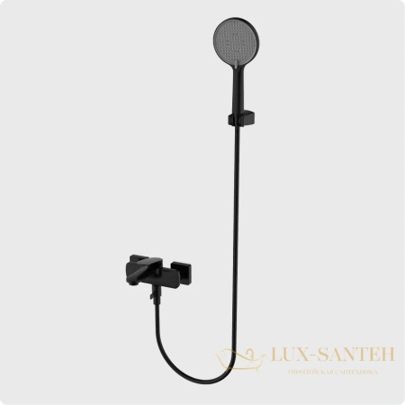 смеситель для ванны aquame imola aqm6712mb, с душевым набором, черный матовый