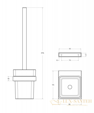 ершик для унитаза cezares slider-tbs-v-nop1, черный матовый