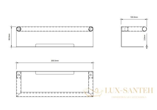 полка для душа 300 мм, decor walther mikado da, 0863960, черный матовый