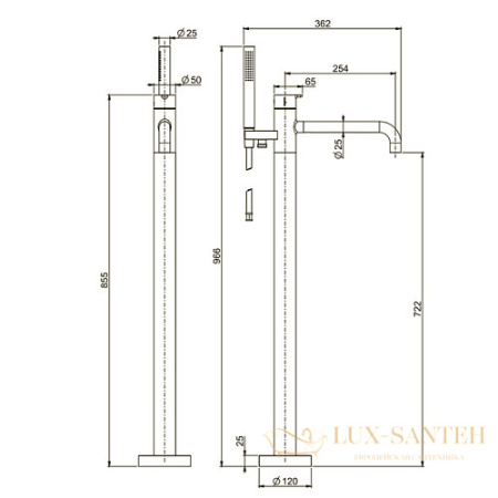 смеситель для ванны напольный fima carlo frattini snap, f3114/6ncr, хром