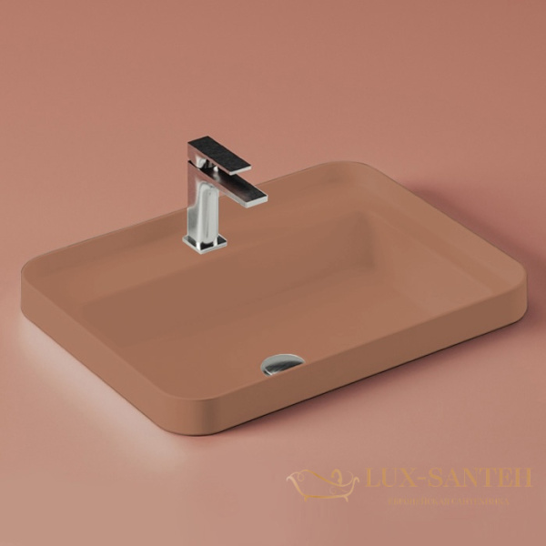 раковина artceram fuori scala tfl034 40 00 встраиваемая сверху 60 см, светло-коричневый мат