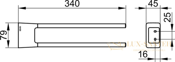 полотенцедержатель двойной 340 мм, keuco aveno 14619010000, хром
