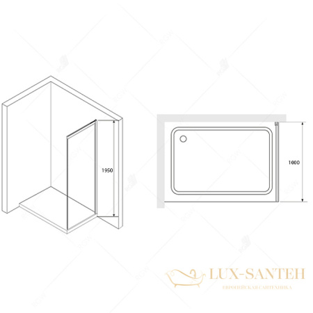 душевая стенка rgw 34222210-14 z-22b 100, профиль черный, стекло прозрачное