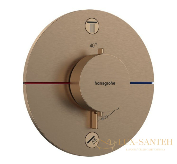 термостат для душа встраиваемый hansgrohe showerselect comfort s, 15554140, на 2 выхода, бронза шлифованная