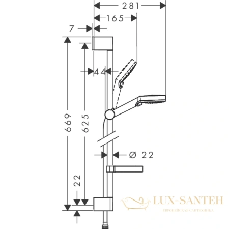 душевой гарнитур hansgrohe crometta vario 650 26553400 с мыльницей, хром