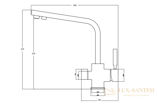 смеситель zorg steel hammer sh 909 cr для кухни, хром