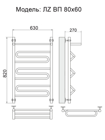 полотенцесушитель ника curve лz вп 80/60, цвет хром