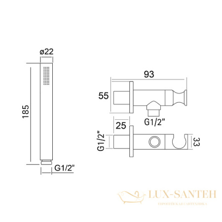 душевой набор cisal xion ds018300d1, нержавеющая сталь