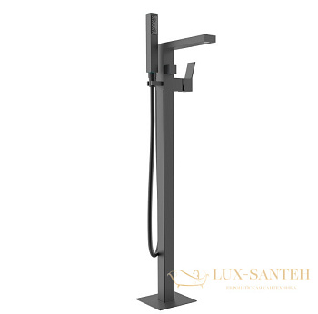 смеситель напольный для ванны bossini aki z00772.073, в комплекте со встроенной частью, черный матовый