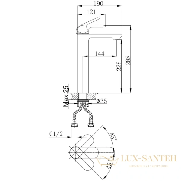 смеситель для раковины d&k venice.gondola da1022081, хром