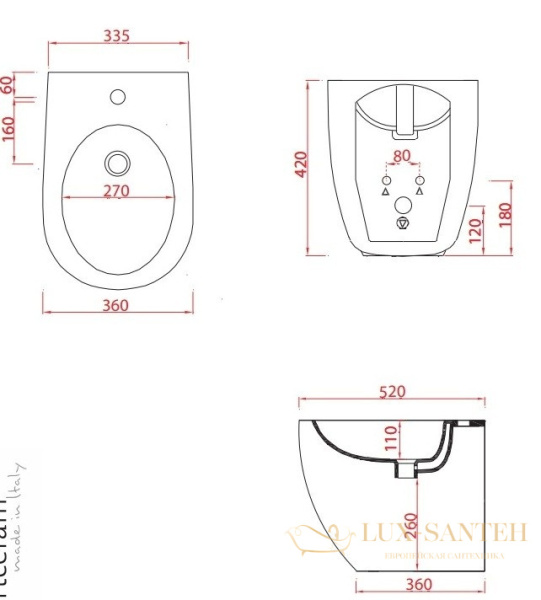 биде artceram file 2.0 flb002 15 00 напольное, серый матовый