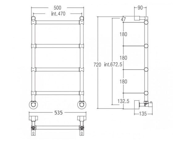 полотенцесушитель водяной margaroli sole 4424704(26)obn, высота 72 см, ширина 53 см, состаренная бронза