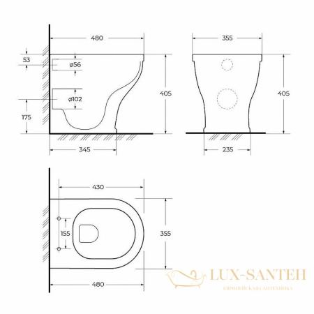 приставной унитаз cezares giubileo czr-265-cbr без сиденья, белый
